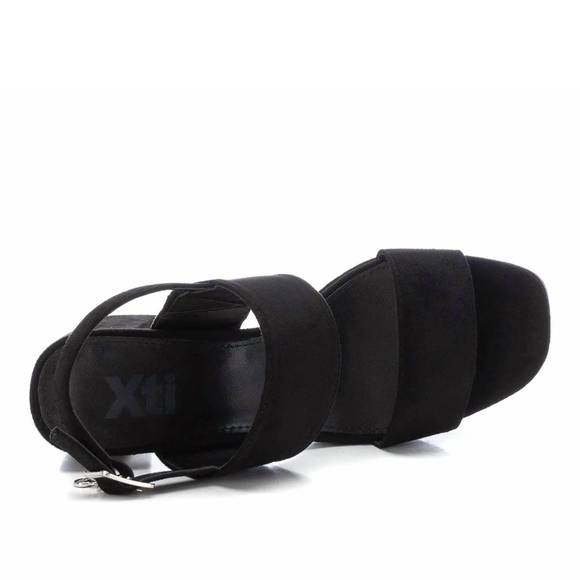 NEW XTI women's heeled suede sandals in black - Picture 3 of 7